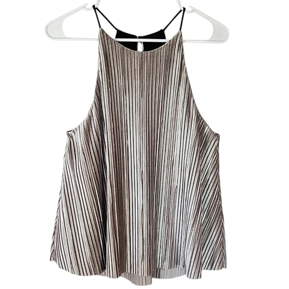 2012 * Urban Outfitters Ecoté Velvet Pleated Tank Silver Gray Size L